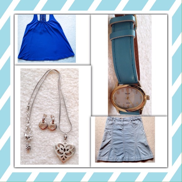 Light Blue Corduroy Denim Skirt - Picture 1 of 4