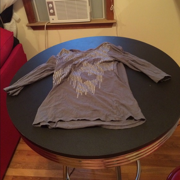 Gray quarter sleeve sequin shirt