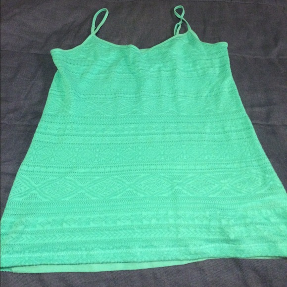 Teal lace front V neck cami