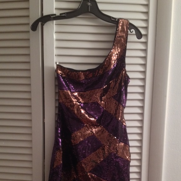 Shirt sequin one shoulder dress