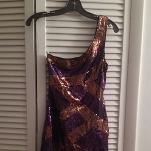 Shirt sequin one shoulder dress
