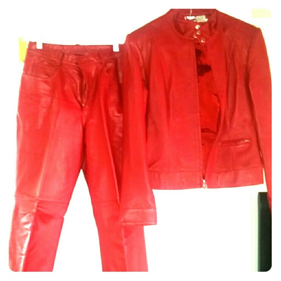 Ruby Red leather suit