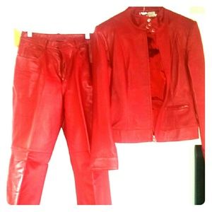 Ruby Red leather suit