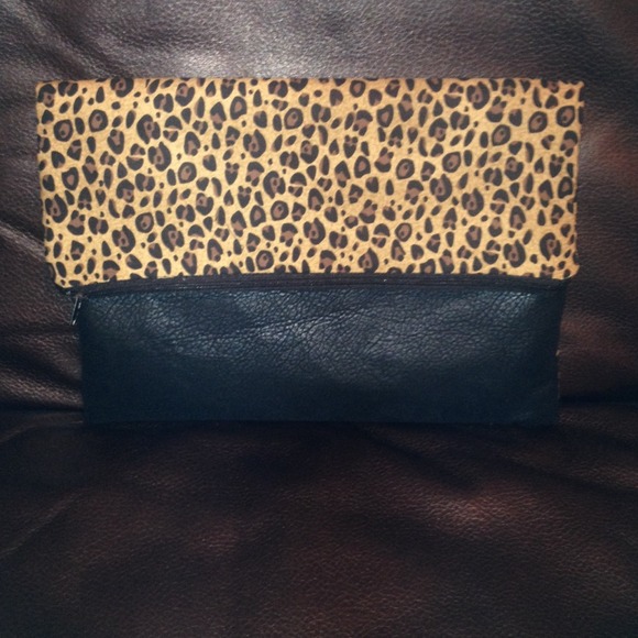 Leopard Print Fold-over clutch! Handmade!!