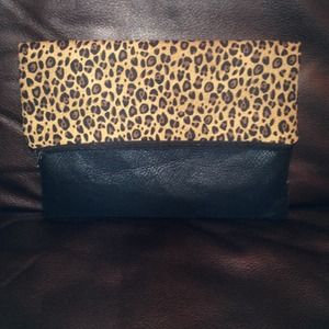 Leopard Print Fold-over clutch! Handmade!!