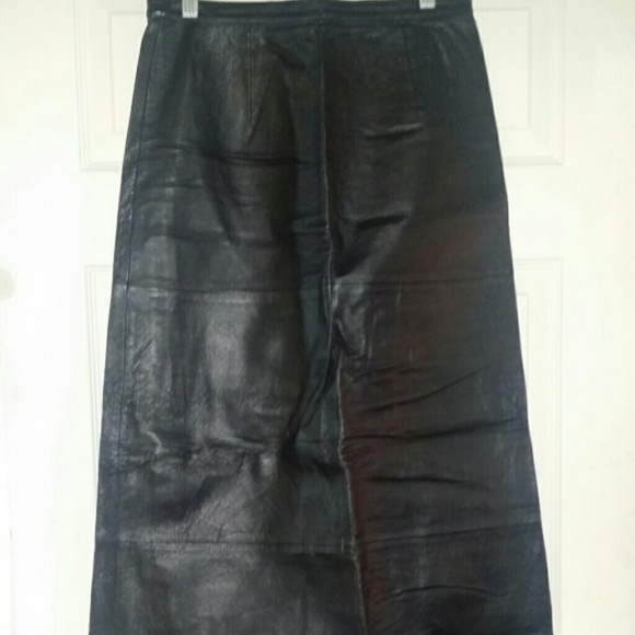 Full length Black leather skirt
