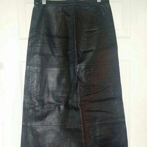 Full length Black leather skirt
