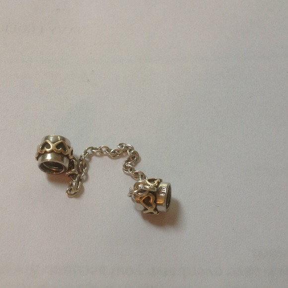 Authentic 14kt & .925 Pandora hearts safety chain