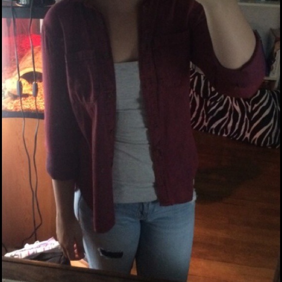 Red Button Up - Picture 3 of 3