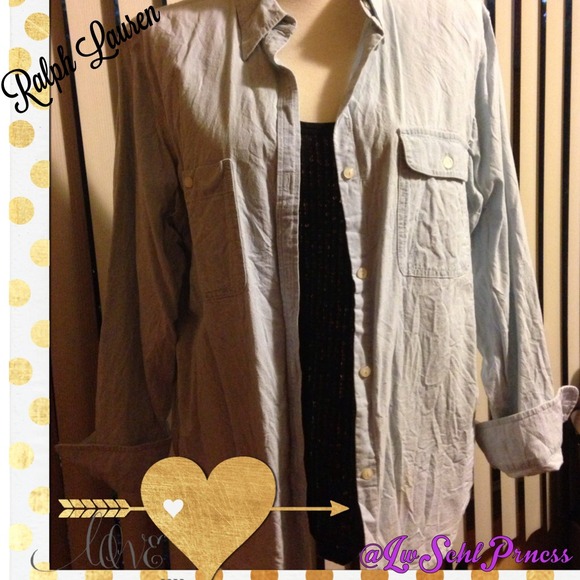 Ralph Lauren Tops - Ralph Lauren Chambray Denim Boyfriend Top
