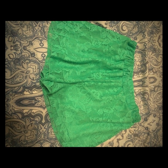 Teal/green lace shorts