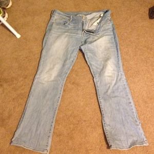 2.AE kick boot jean. Mid rise, reg length.