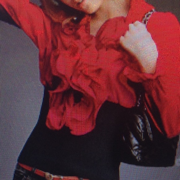 Red Ruffled Chiffon Top - Picture 2 of 3