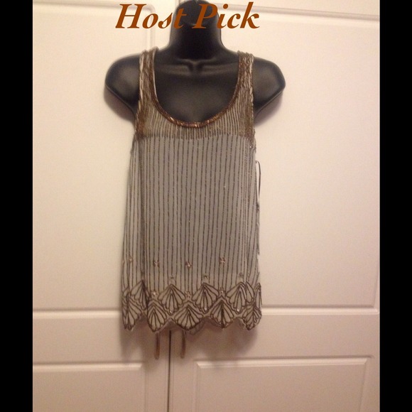 Willow & Clay Tops - Gorgeous Sheer Beaded Top