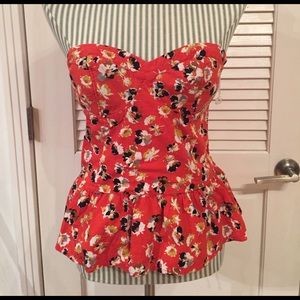 Xhilaration Floral Peplum Strapless Top
