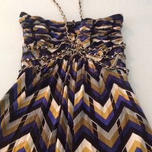 Sky brand. Blue and gold top with chains
