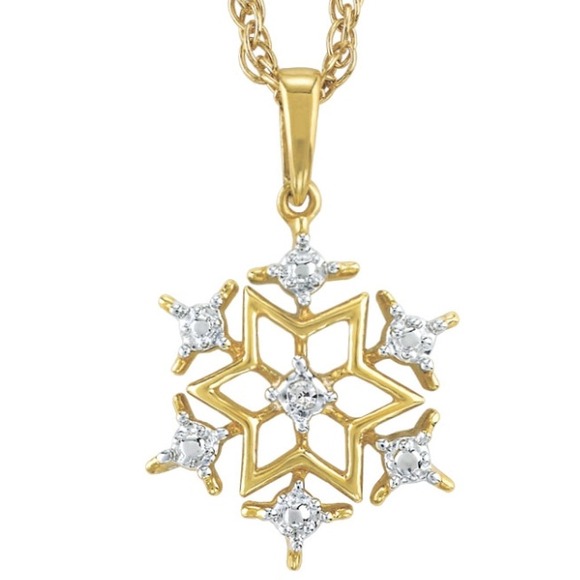 14kt diamond gold-plated snowflake necklace! - Picture 1 of 2