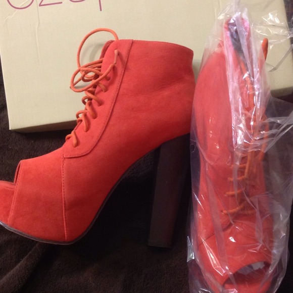 Coral suede heels