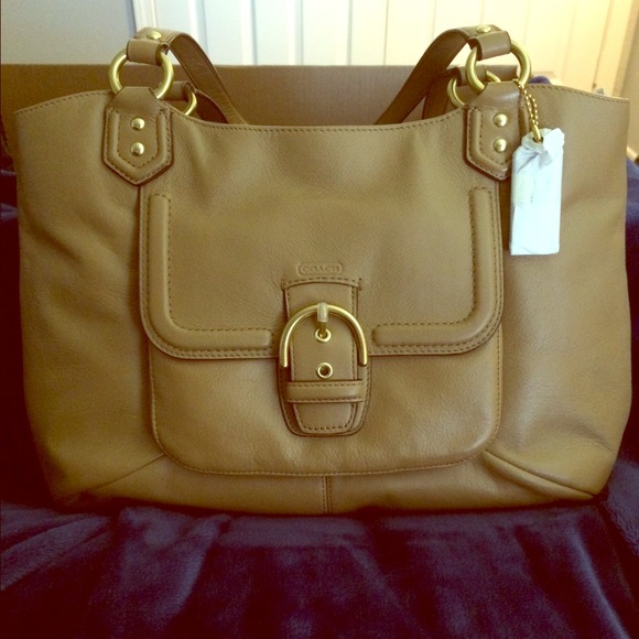 Tan leather Coach handbag