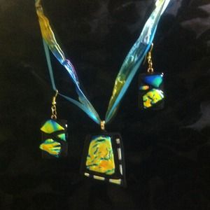 One of a kind.  Pendant &  earrings.