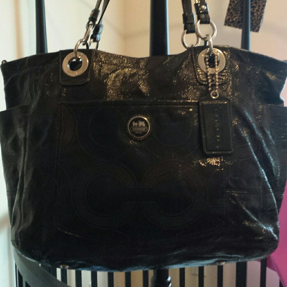 black patent leather coach bag