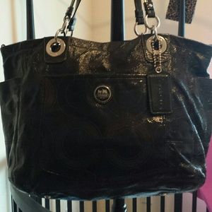Black Patent Leather COACH Diaper Bag