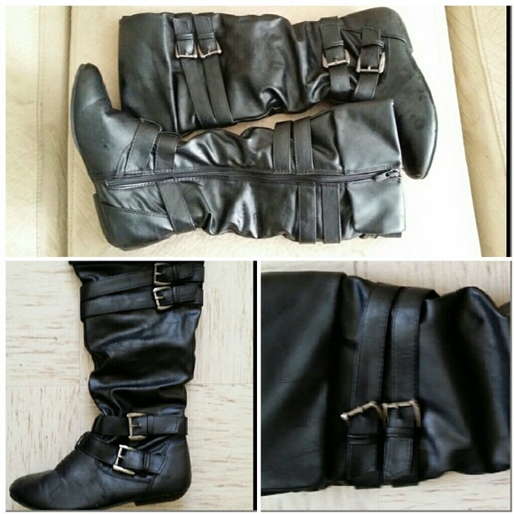 Black PU boots