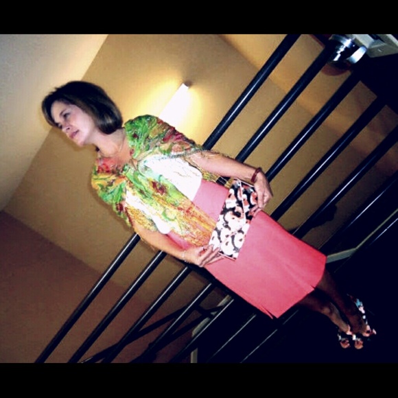 SOLD Escada Melon Angora Wool Boucle Pencil Skirt - Picture 1 of 3