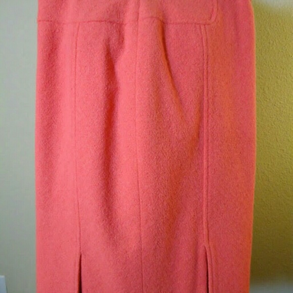 SOLD Escada Melon Angora Wool Boucle Pencil Skirt - Picture 2 of 3