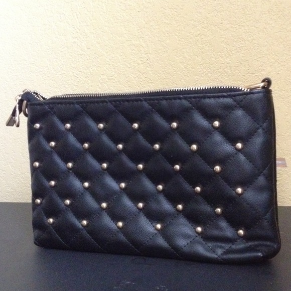 Black and gold leather clutch bag