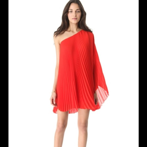 Milly one shoulder pleated dress
