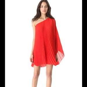 Milly one shoulder pleated dress
