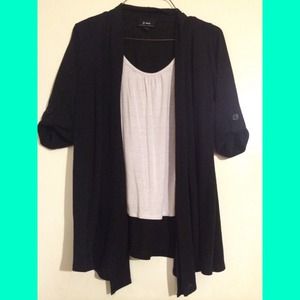 White shirt with black cardigan