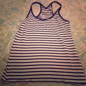 Trina Turk navy blue striped tank top