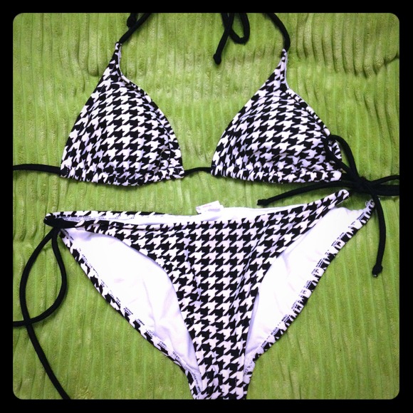 Black and white houndstooth swimsuit