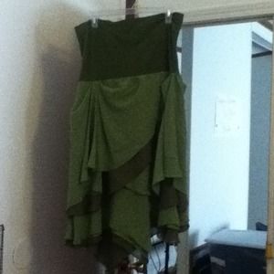 Green Flowy Layered Skirt