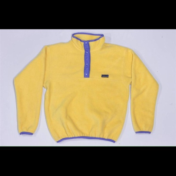 Yellow patagonia with purple buttons
