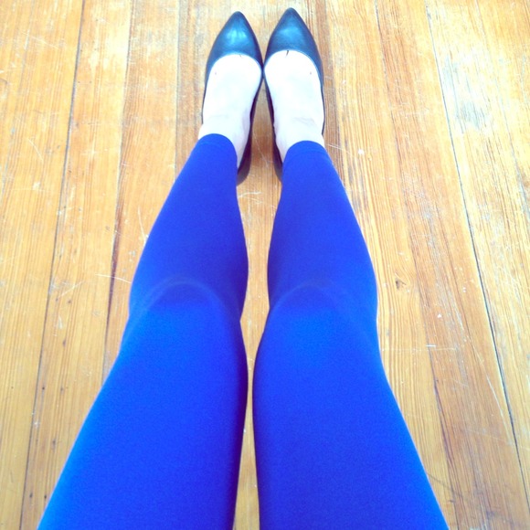 Electric blue opaque footless tights