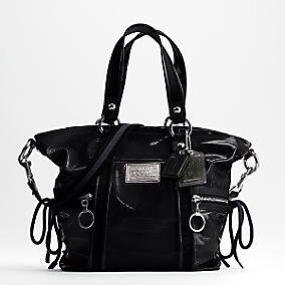 Black Leather Poppy Coach Handbag