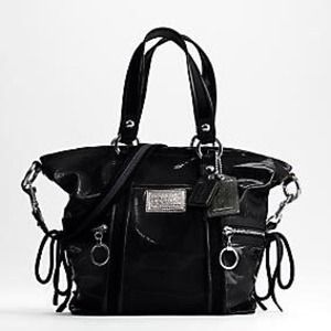 Black Leather Poppy Coach Handbag