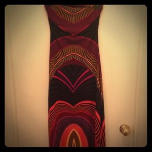 strapless abstract maxi dress