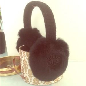 NWT JUICY COUTURE FUR EAR MUFFS WITH STORAGE CASE