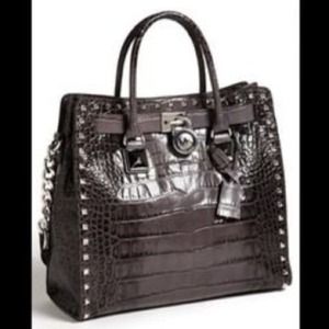 MK crocodile embossed studded hamilton