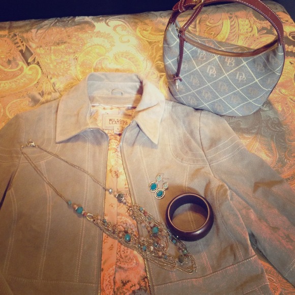 Wilsons Leather beige jacket and auth Dooney&Burke - Picture 1 of 4