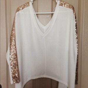 Tobi sweater ≪≪cream with gold sequin trim≫≫