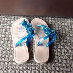 Blue sequin sandals