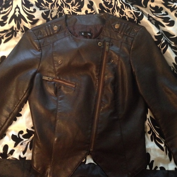 BEBE: brown leather jacket