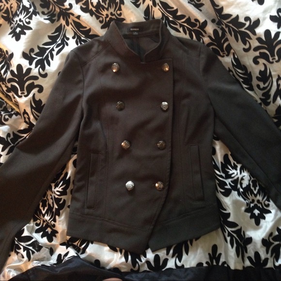 EXPRESS: army green military jacket + Armani dress