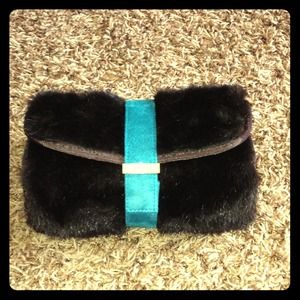 Stephanie Johnson fur/plastic make-up bag