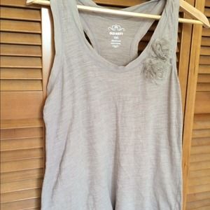 Racer back tank with floral trim